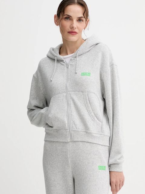 American Vintage bluza damska kolor szary z kapturem wzorzysta EVO03B - zdjęcie produktu nr 1