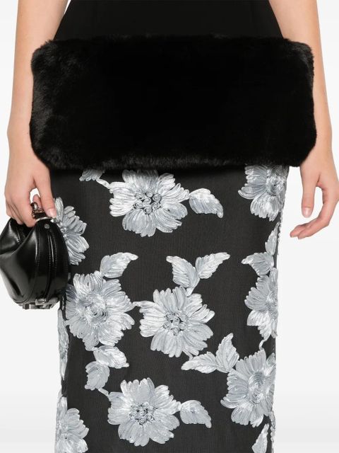 ROTATE BIRGER CHRISTENSEN floral-mesh pencil skirt - Black