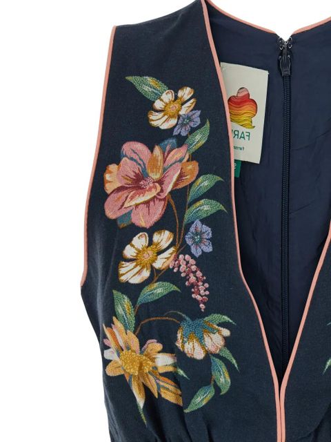 FARM Rio Maira floral V-neck mididress - Blue