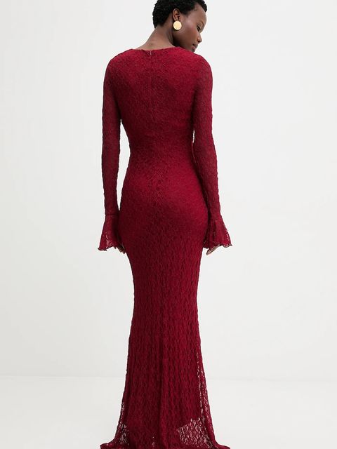 Answear.LAB sukienka kolor bordowy maxi dopasowana