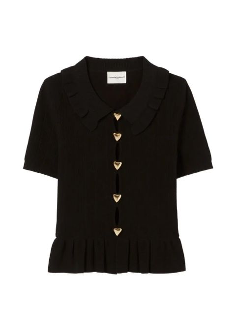 Claudie Pierlot ruffled heart button top - Black - zdjęcie produktu nr 1
