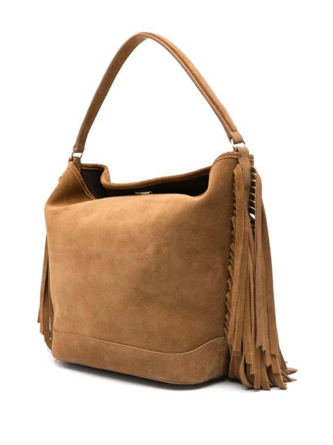 SANDRO fringe suede tote bag - Brown