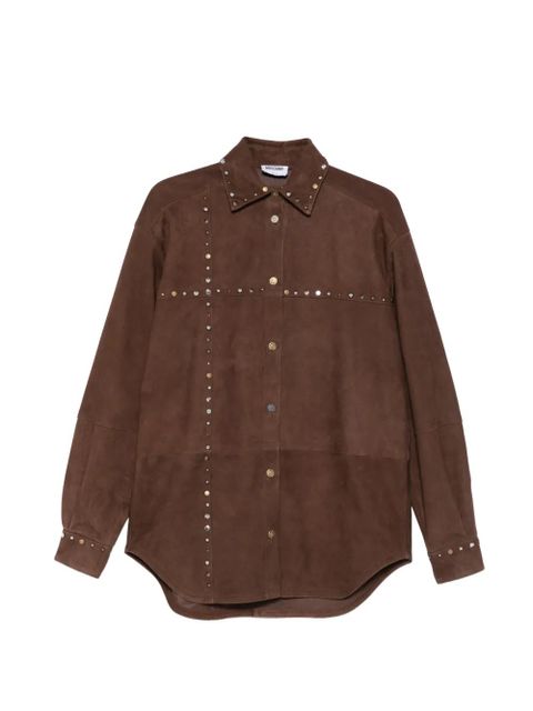 Moschino stud-embellishment suede shirt - Brown - zdjęcie produktu nr 1