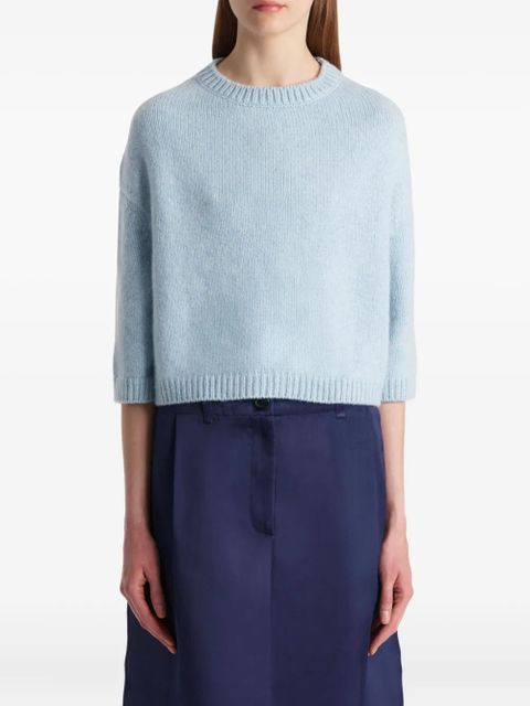 KHAITE Sabina crew-neck cropped sweater - Blue