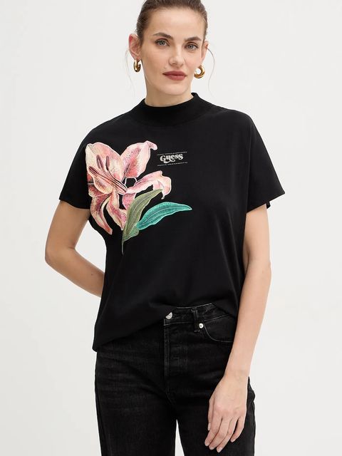 Guess t-shirt bawełniany LILY damski kolor czarny W5BI16 I3Z14 - zdjęcie produktu nr 1