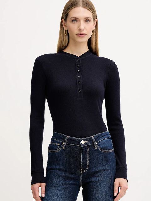 MAX&Co. longsleeve z dodatkiem wełny kolor granatowy 2526946014200 - zdjęcie produktu nr 1