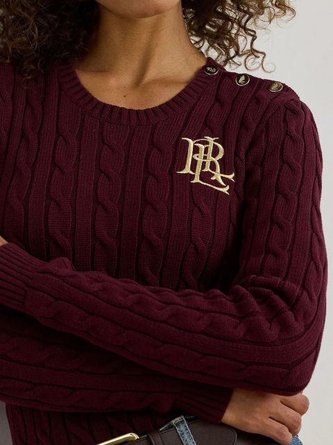 Lauren Ralph Lauren sweter bawełniany kolor bordowy 200932223