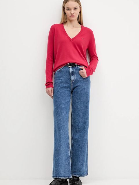 Tommy Jeans sweter bawełniany kolor różowy DW0DW19888