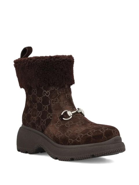 Gucci Horsebit GG ankle boots - Brown