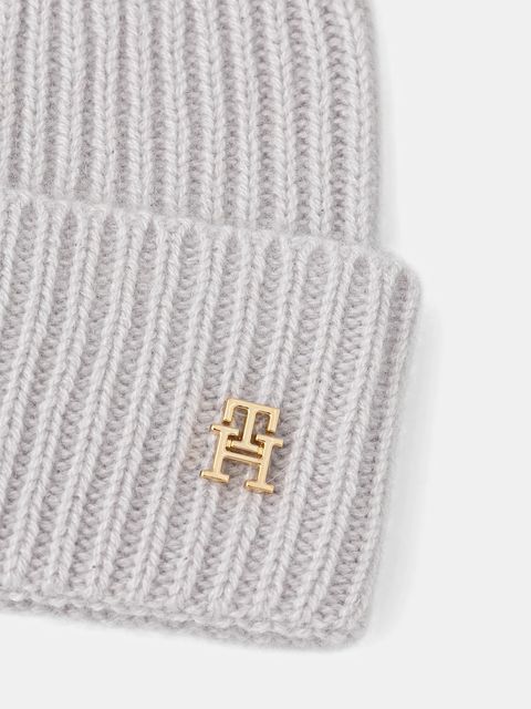 Tommy Hilfiger czapka kaszmirowa kolor szary AW0AW17772