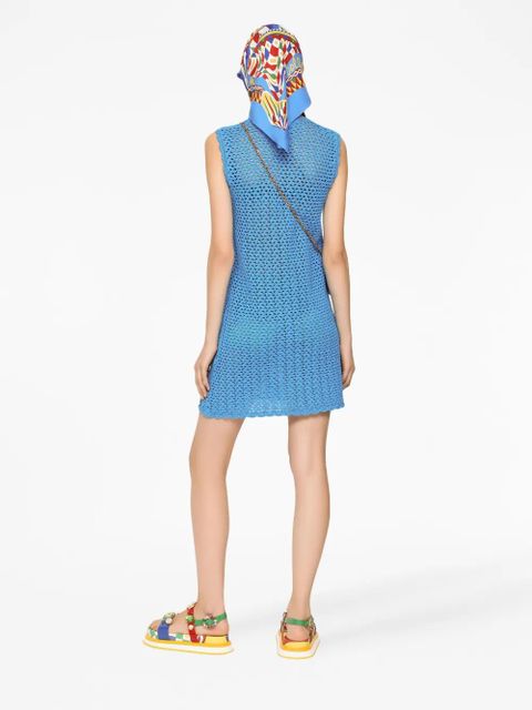 Dolce & Gabbana sleeveless crochet-knit minidress - Blue