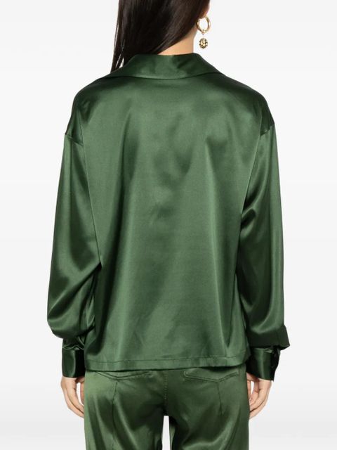 TOM FORD logo-embroidered satin tunic - Green