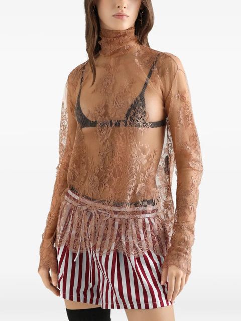 Dolce & Gabbana lace high-neck top - Brown