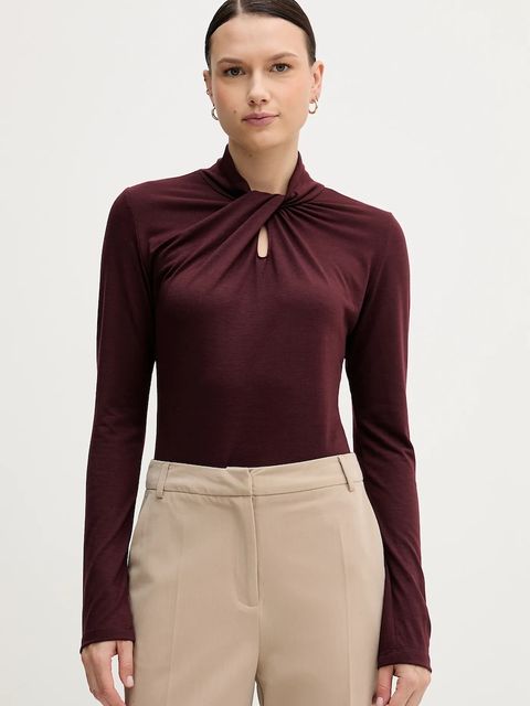 Sandro Ferrone longsleeve kolor bordowy z półgolfem S98YBFSENSO - zdjęcie produktu nr 1