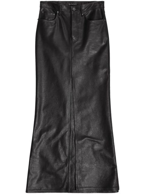 Balenciaga leather mid-rise maxiskirt - Black - zdjęcie produktu nr 1