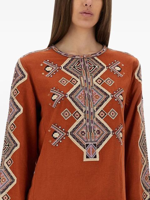 ISABEL MARANT Zelda embroidered fringe top - Brown - zdjęcie produktu nr 2