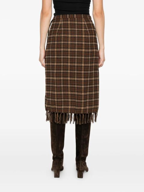 DÔEN Saskia checked midi skirt - Brown