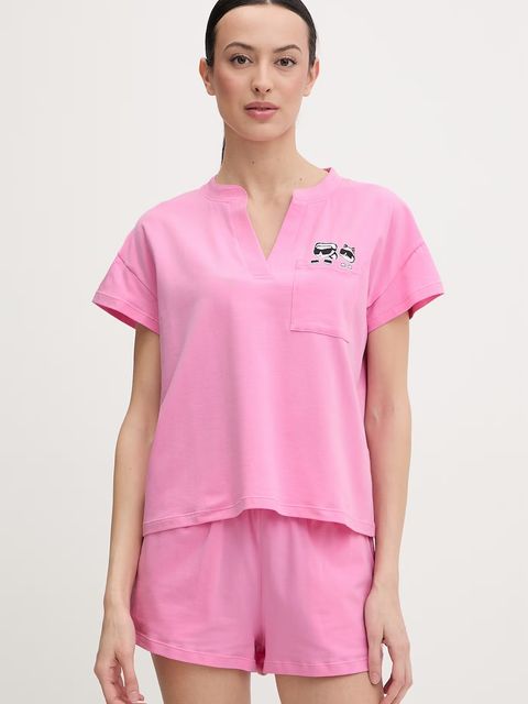 Karl Lagerfeld piżama damska bawełniana z elastanem IKON - zdjęcie produktu nr 2