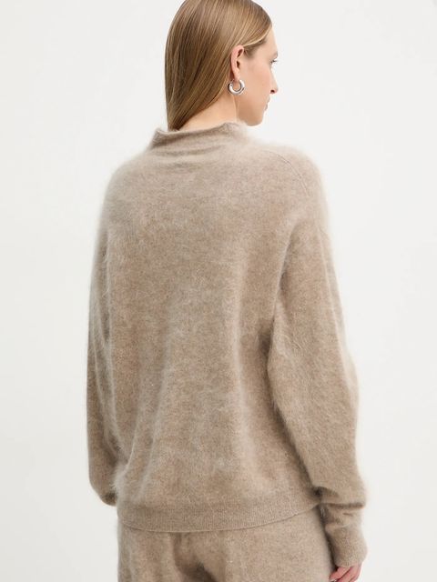 BOSS sweter kaszmirowy damski kolor beżowy lekki z półgolfem 50550806