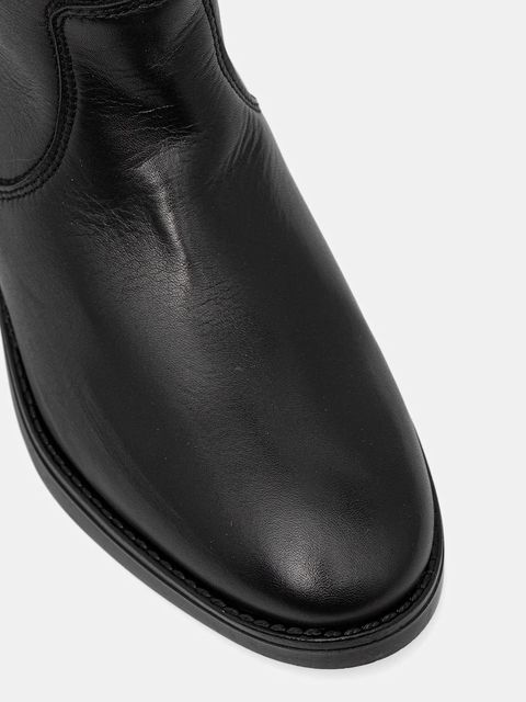 Steve Madden kozaki skórzane Vlora damskie kolor czarny na płaskim obcasie 11004761