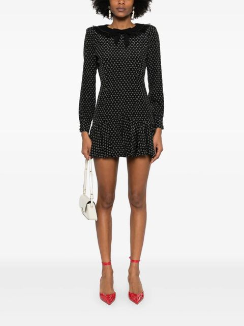Alessandra Rich flower-print silk mini dress - Black