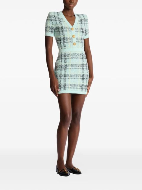 Balmain glittered tweed minidress - Green