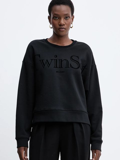 Twinset bluza bawełniana damska kolor czarny z nadrukiem 252TT2330 - zdjęcie produktu nr 1