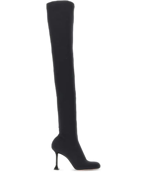 Amina Muaddi 95mm stretch thigh-high boots - Black