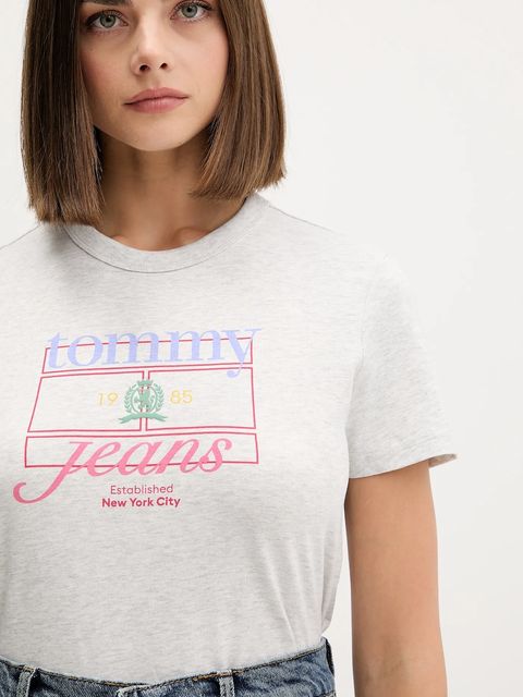 Tommy Jeans t-shirt bawełniany damski kolor szary DW0DW21533 - zdjęcie produktu nr 2