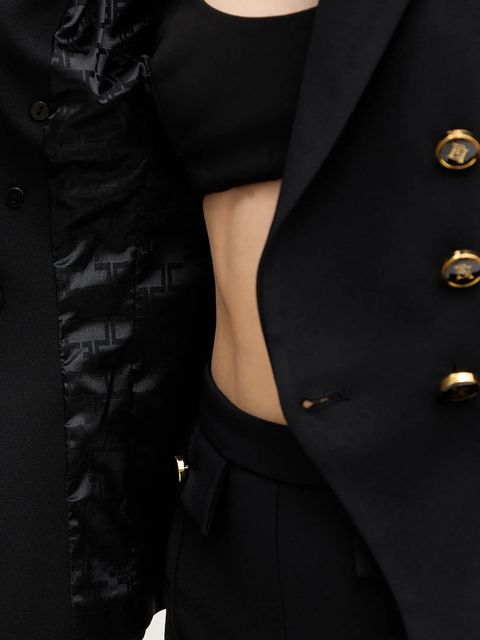 Elisabetta Franchi marynarka kolor czarny dwurzędowa gładka GI17456E2