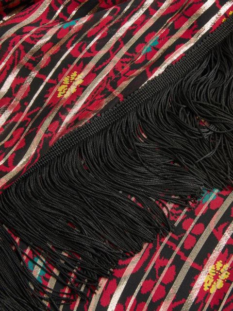 Valentino Garavani Lamé midi skirt with Apres L'hiver-print - Red