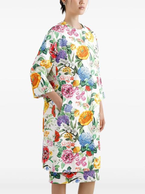 Dolce & Gabbana floral-print coat - White