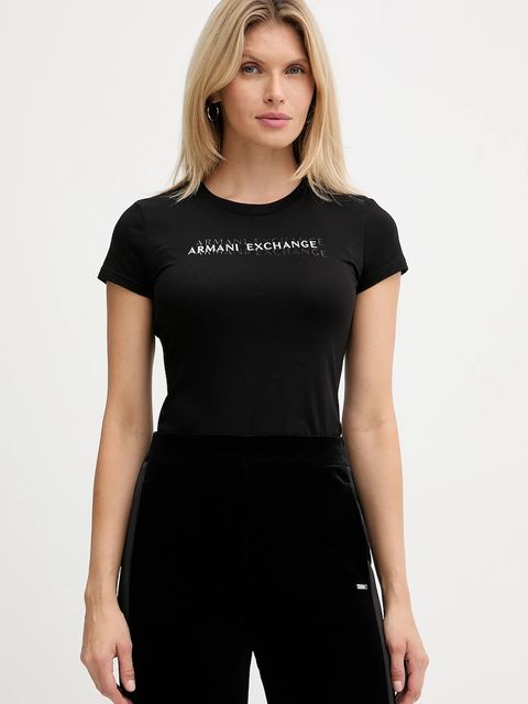 Armani Exchange t-shirt bawełniany damski kolor czarny XW002038 AF10356