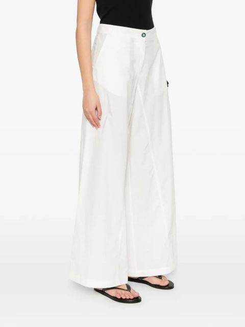 PINKO Canelli embellished-button wide-leg trousers - White