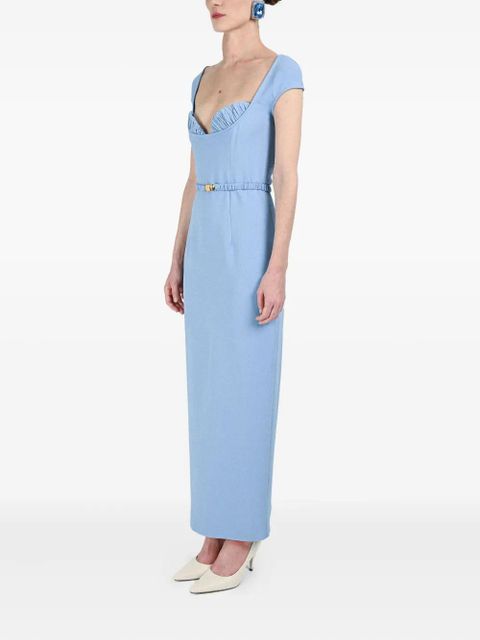 Rowen Rose bra-detail belted long dress - Blue