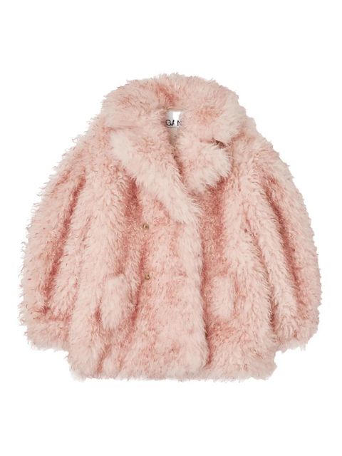 GANNI teddy-textured double-breasted coat - Pink - zdjęcie produktu nr 1
