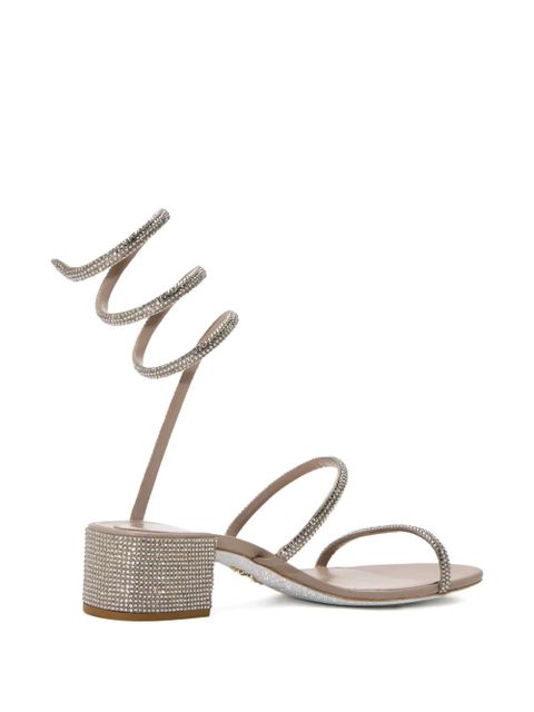 René Caovilla 40mm Cleo crystal-embellishment block-heel sandals - Silver - zdjęcie produktu nr 2