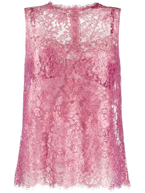 Dolce & Gabbana floral lace sleeveless blouse - Pink - zdjęcie produktu nr 1