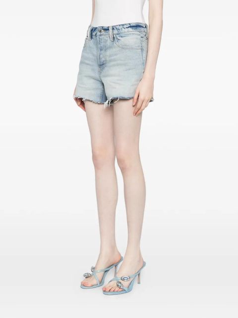 Alexander Wang crystal-embellished denim shorts - Blue