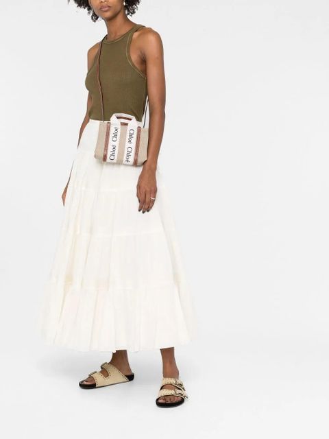 Chloé Woody linen tote bag - Neutrals - zdjęcie produktu nr 2