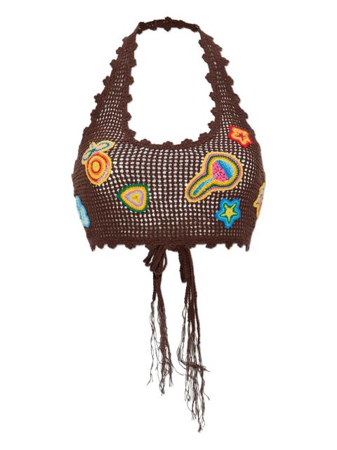 Casablanca crochet-knit top - Brown - zdjęcie produktu nr 1