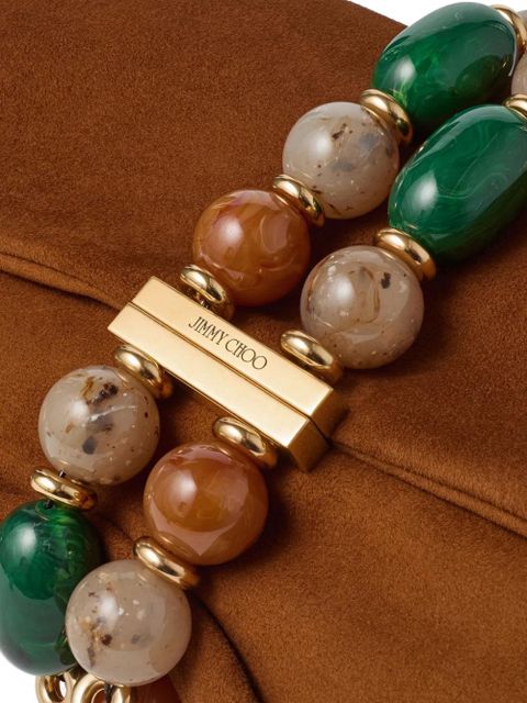 Jimmy Choo Zandra bead-embellished clutch bag - Brown