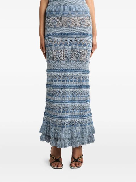 ETRO ruffled maxi skirt - Blue