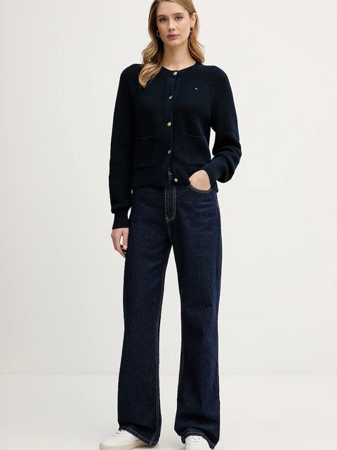 Tommy Hilfiger kardigan bawełniany damski kolor granatowy lekki WW0WW48795 - zdjęcie produktu nr 2