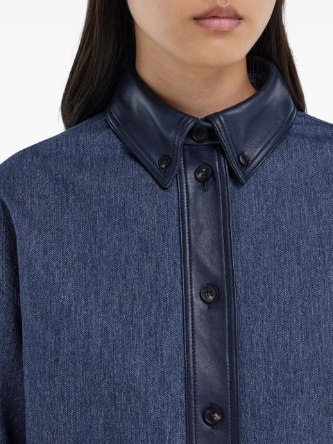Ferragamo leather-trim denim shirt - Blue