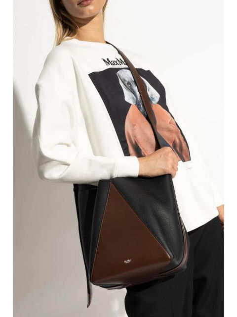 Max Mara medium two-tone leather bucket bag - Brown - zdjęcie produktu nr 2
