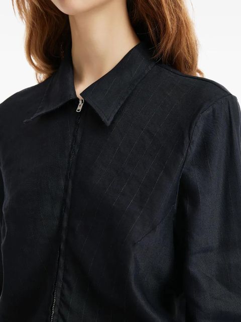 OUR LEGACY pinstripe zip shirt - Black
