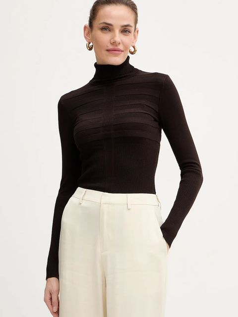 Morgan sweter MENTOS.M damski kolor brązowy z golfem MENTOS.M - zdjęcie produktu nr 1