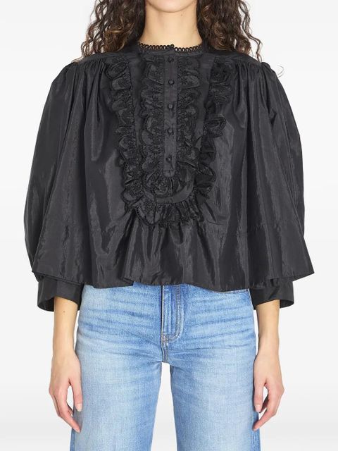 Chloé ruffled embroidered blouse - Black - zdjęcie produktu nr 1