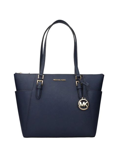 Michael Kors large Charlotte logo-plaque leather tote bag - Blue - zdjęcie produktu nr 1
